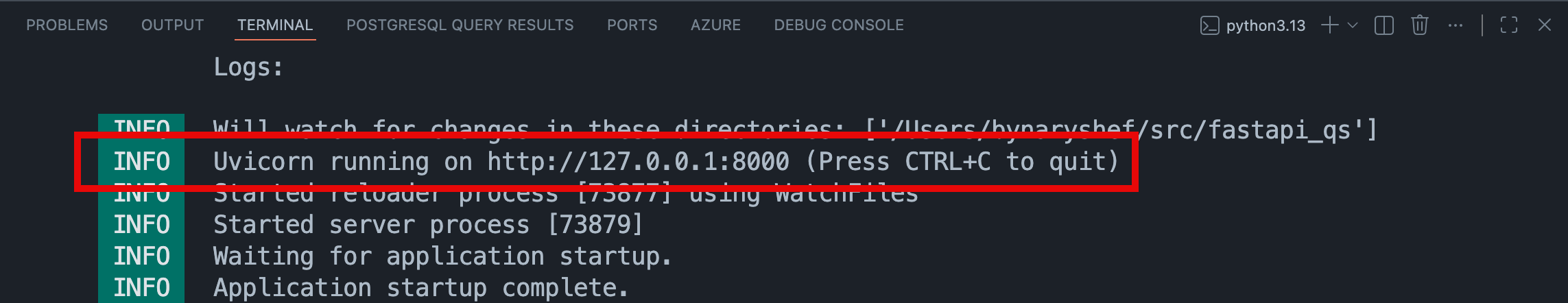 Start the FastAPI development server