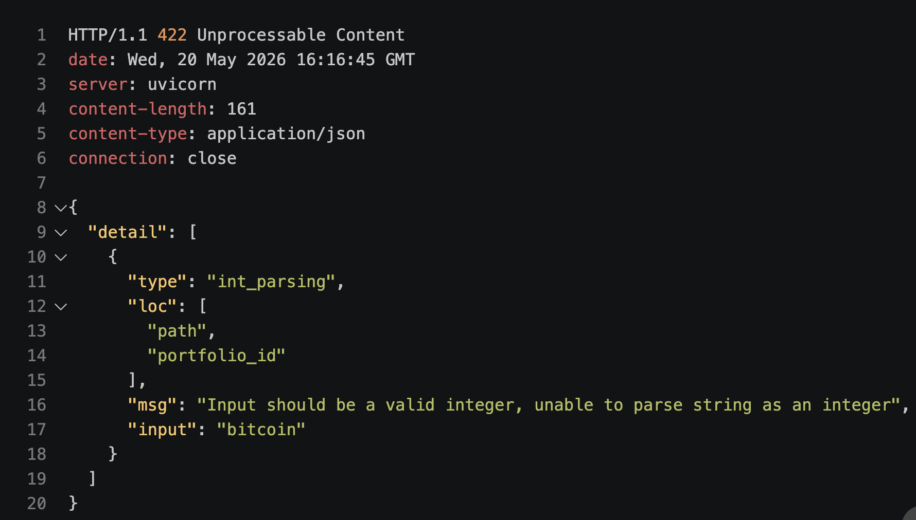 Response from FastAPI with invalid integer path parameter