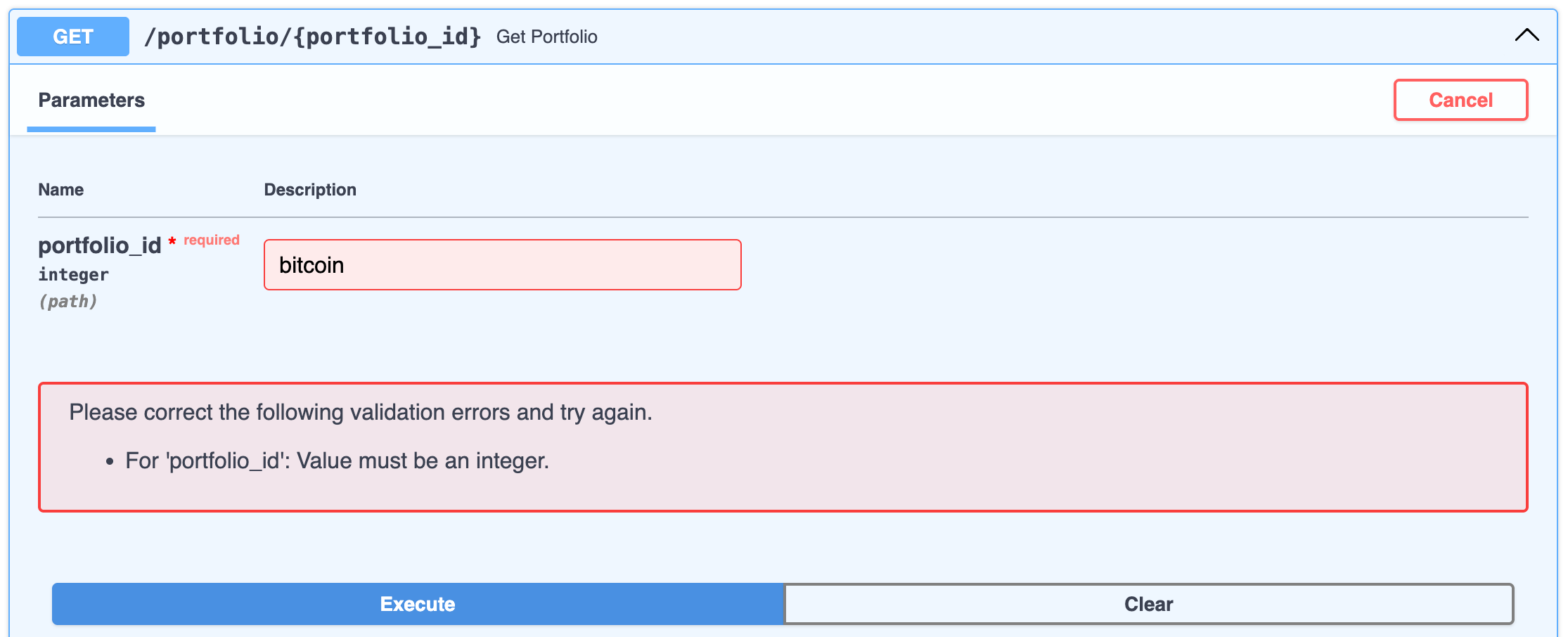 Execute button pressed