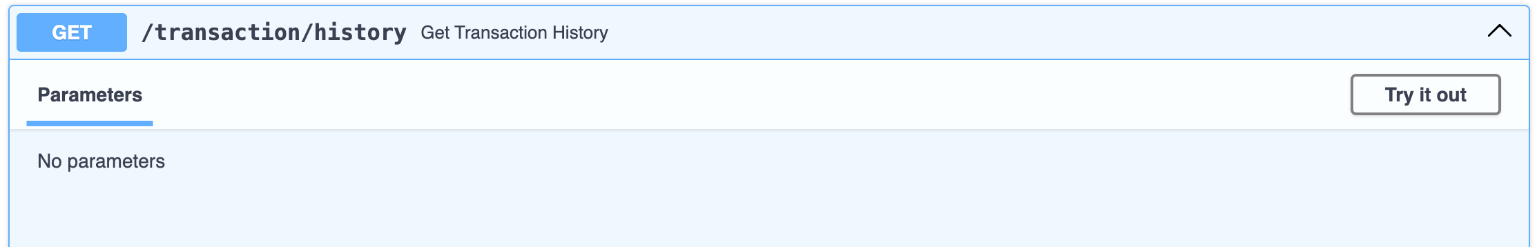 Requesting transaction history in the FastAPI docs